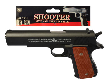 Пистолет игрушечный металлический на пульках 21 см. 1911B