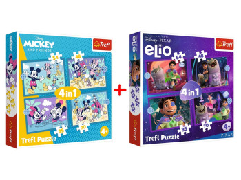 Набір пазлів "4in1(35, 48, 54, 70)" Смішні пригоди Міккі Мауса та "4in1" Disney Elio Позаземні місії