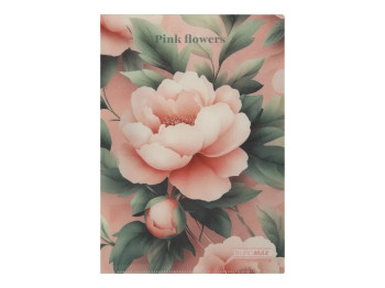 Папка-уголок с дизайном Pink flowers, A4, пластик 180 мкм
