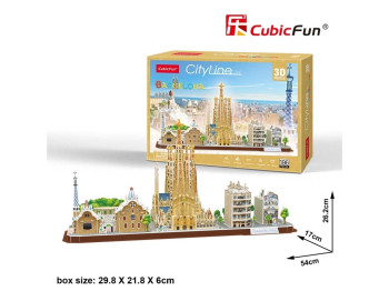 Трехмерная головоломка-конструктор CITY LINE BARCELONA. Cubic Fun MC256h