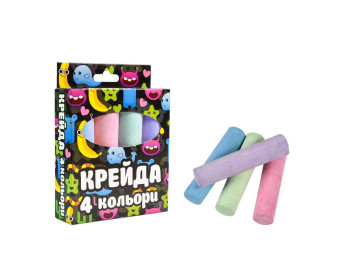 Мел Большой круглый - 4 штуки разноцветный, Strateg