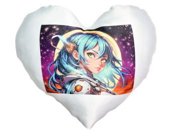 Подушка декоративная с сублимацией Anime девушка в мире искусства, 45x40 см, форма сердце, Strateg