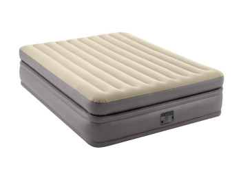 Надувне ліжко Intex 64164, Premier comfort, вбудований електронасос, 203×152×51см, колір бежевий