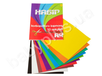 Цветной картон 10 цветов А4 (Повреждена упаковка)