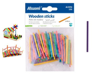 Набор деревянных цветных палочек Wooden Sticks, 48 мм, для творчества, 13 г