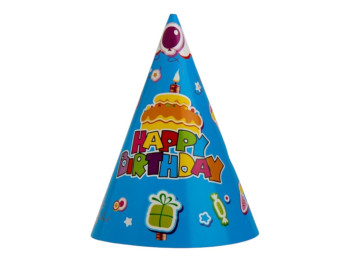 Набір ковпаків "Happy Birthday" 9093-011, блакитний, 6 шт