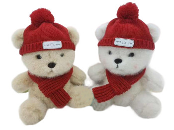 М'яка іграшка плюшева Lily Bear, 22 см, у шапці та шарфі (ціна за 1шт)