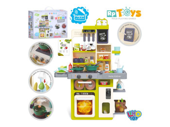 Кухня WD-825B, с мойкой и плитой, звук, посуда, продукты, эффект пара, 63 предмета, Limo Toy