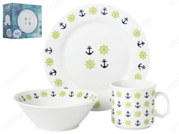 Набір посуду дитячого фарфор Limited Edition Nautic 3 предмети (чашка, тарілка, супник) 86577
