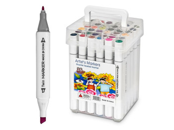 Маркеры двухсторонние белый корпус Marker 36 цветов, WW00349