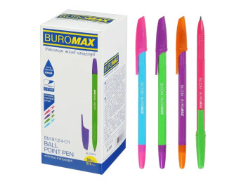 Ручка кулькова Buromax Bloom 0.7 мм, асорті корпусів, синє чорнило