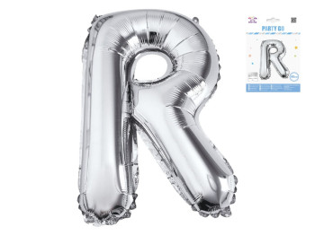 Шар фольгированная буква R Party Go, 40 см, серебряная