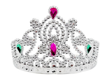 Карнавальна корона перлова з рожевим та зеленим камінням