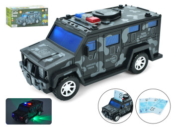 Игрушечная военная машина-копилка, ездит, музыка и свет, 2 режима