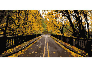 Набор для росписи по номерам Осенняя дорога 50х25 см, Strateg