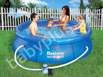 Бассейн с надувным бортом и насосом — фильтром Bestway 57100
