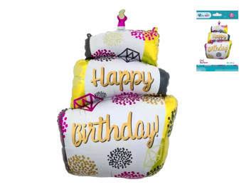 Фольгированный воздушный шарик Happy Birthday Торт, 64×110 см