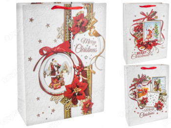 Пакет подарунковий паперовий Christmas Frame 30х12х40
