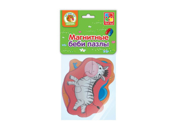 Магнітні бебі пазли Слоник і зебрік 3-4 елементи, Vladi Toys