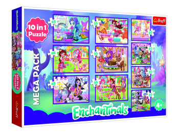 Пазлы 10в1 Приключения Енчент и Малса, Mattel Енчент и мался, Мега упаковка, Trefl