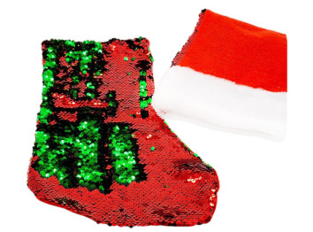 Новогодний носок для подарков с пайетками цвет зеленый
