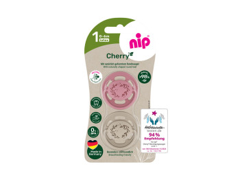 Пустышка круглая Cherry Green, латекс, 0-6 мес, 38876-51, Nip