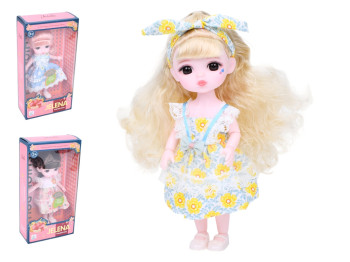 Кукла шарнирная Lena 65009C, 23 см, подвижные конечности, с длинными волосами