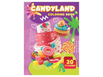 Розмальовка “Candyland” формат A4, 20 наліпок, Jumbi