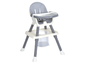 Стульчик для кормления детский, M 6041 Gray 5-в-1. стол-трансформер, экокожа, корзина