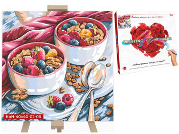 Набор для творчества Картина по номерам Мюсли с фруктами 40X40 см. Danko Toys KpNe-40х40-02-06