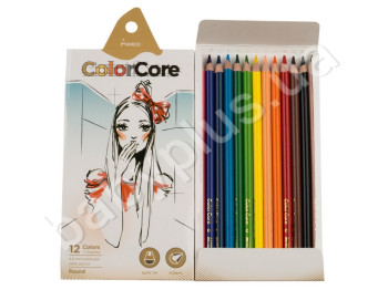 Набор цветных карандашей 12 цветов Color Core в картонной коробке. Marco 3130-12
