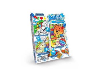 Розмальовка водна з наліпками „Aqua Painter Мишка з кубиками”, від 7 років, Danko Toys