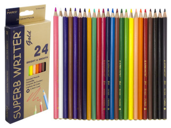 Набір кольорових олівців 24 кольорів Superb Writer Gold. Marco E4100G-24CB