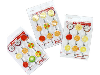 Крючки самоклеящиеся Fruits 9 шт, 3,5х5см, WHW11561-99
