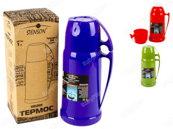 Термос Stenson (пластик+стекло) 1л MT-4581-10
