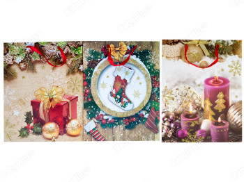 Пакет подарочный бумажный "Merry Christmas" Микс1 31x40x12см