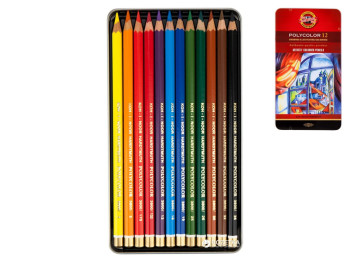 Карандаши цветные художественные POLYCOLOR 12 цветов. Металлическая упаковка. Koh-i-Noor 3822012002P