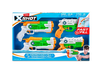 Набір водних бластерів іграшкових X-Shot Fast Fill Combo Pack 2 Micro And 2 Nano. Zuru 11856R