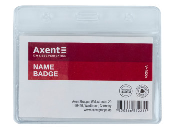 Бейдж горизонтальний прозорий. Замок zip lock 8,8х5,4 см. Axent 4528-A