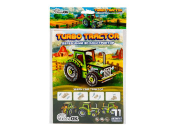 Дерев'яний 3D-конструктор Turbo Tractor, PuzzleOk Puz-00960