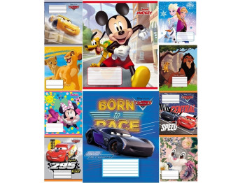 Тетрадь 12 листов, Клетка © Disney, серия Микс, УФ-лак, Цена за упаковку 25 шт,
