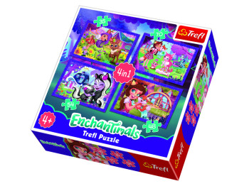 Пазлы 4в1 Развлечения с учениками, Enchantimals, Trefl