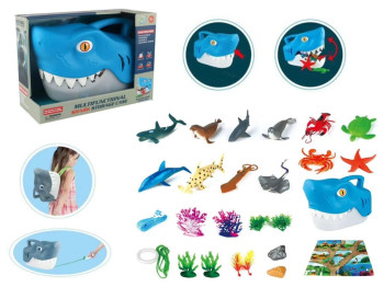Игровой набор с фигурками морских животных Shark Storage Case, 30 см, контейнер-акула