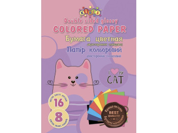Бумага цветная глянцевая My Cat А4-А3 16 листов, Kidis 13486