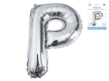 Шар фольгированная буква P Party Go, 40 см, серебряный