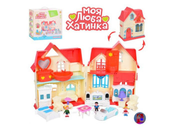 Домик для кукол WD-932D, со светом, звуком, мебелью и машинкой