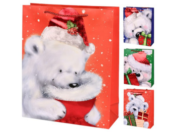 Пакет новогодний бумажный M "Bear" 26х32х10.5см, R98391-M