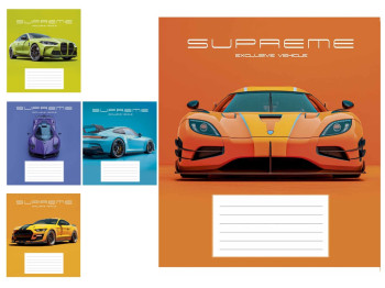 Зошит у лінію Supreme vehicle 018-3691L, 18 аркушів, ВД-лак, 5 видів (ціна за 1шт), Школярик