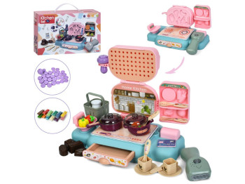 Игровая кухня 2в1 1007-1 с плитой и тестом для лепки 27 см, со звуком и светом