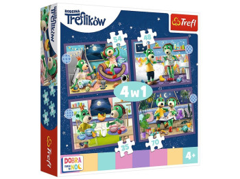 Пазли Перед сном, Сім'я Трефликів 4в1, Trefl 34399